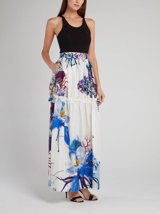 Floral Print High Waist Maxi Skirt