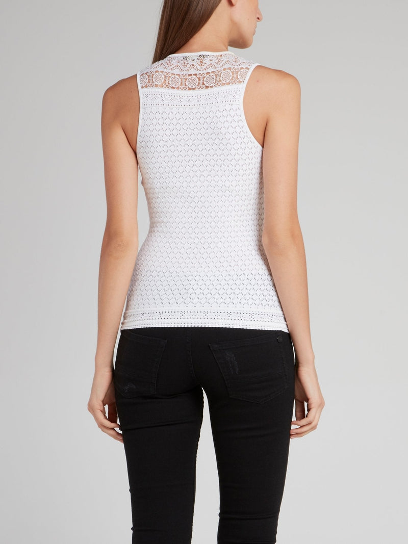 White Lace Sleeveless Top