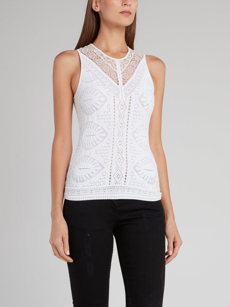 White Lace Sleeveless Top