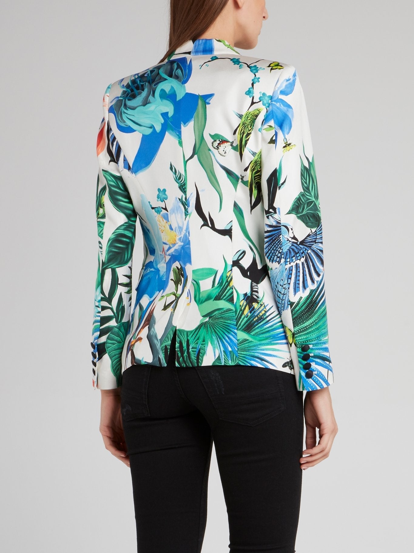 Floral Printed Notched Collar Blazer