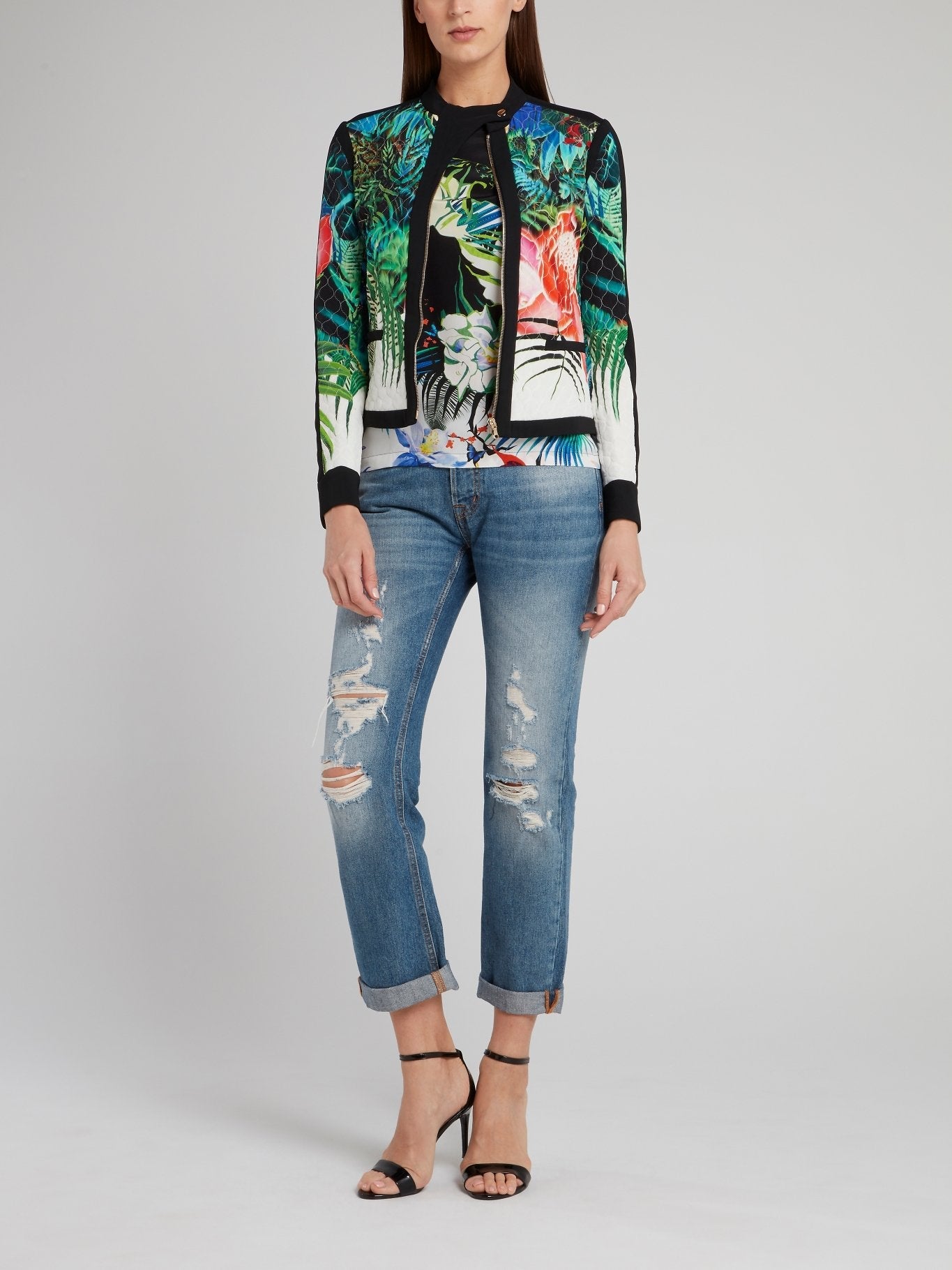 Floral Printed Keyhole Back Shirt