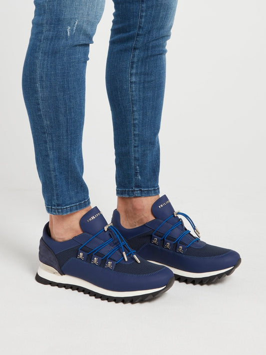 Navy Mesh Panel Sneakers