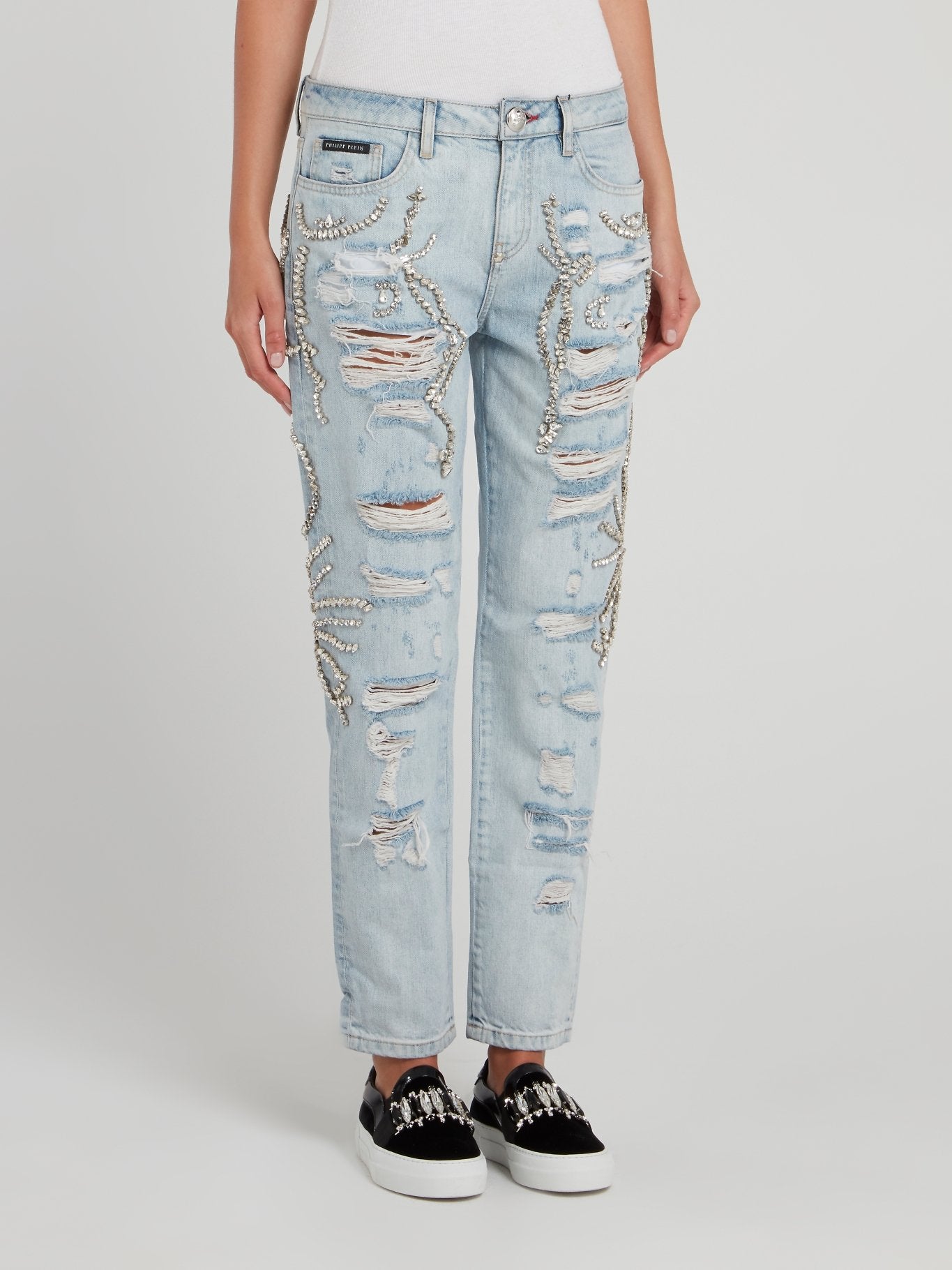 Crystal Tattered Boyfriend Jeans