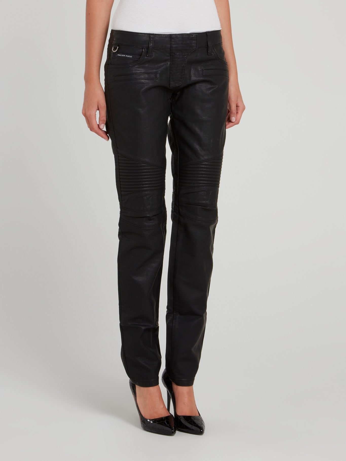 Black Leather Biker Trousers