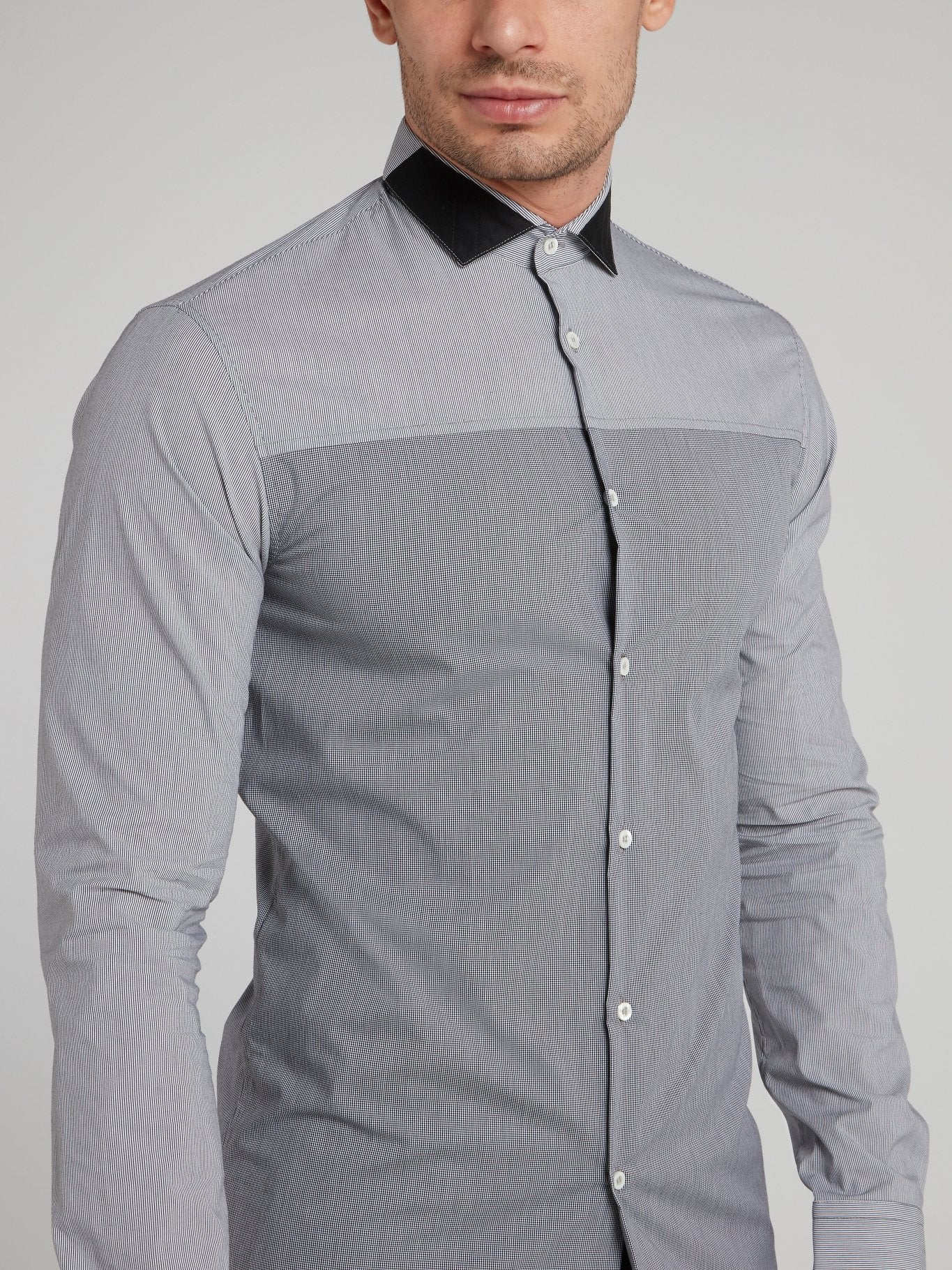 Grey Pinstripe Long Sleeve Shirt