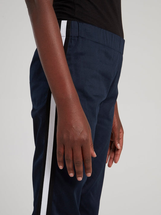 Navy Side Stripe Jogging Trousers