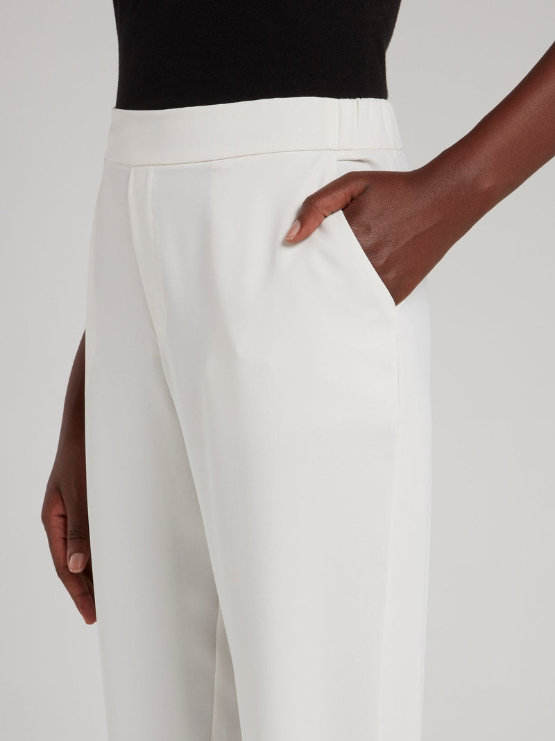 White High Waist Tapered Pants