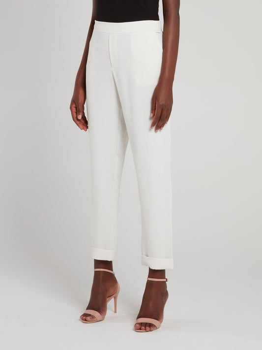 White High Waist Tapered Pants