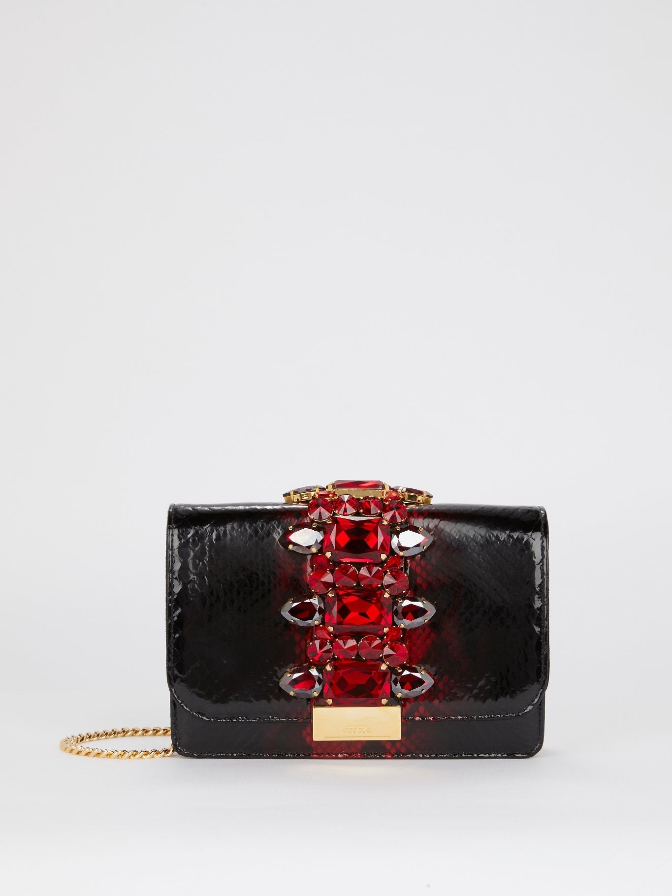 Cliky Python Noir Red Embellished Shoulder Bag