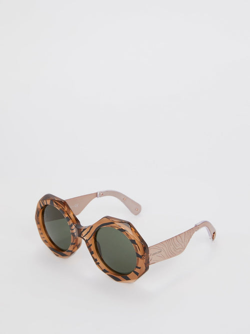 Geometric Tiger Print Sunglasses