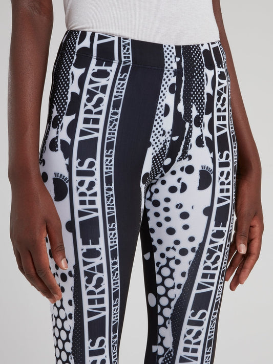 Logo Stripe Pattern Print Leggings