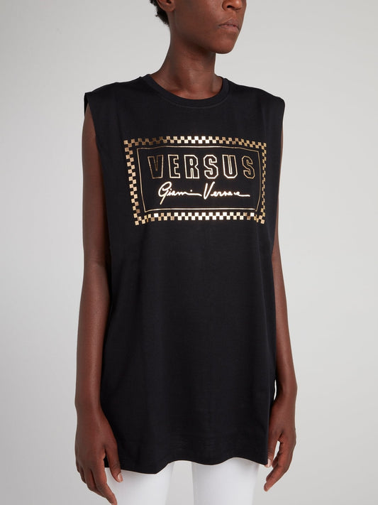 Black Logo Sleeveless T-Shirt