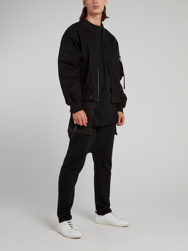 Black Rear Zip Woven Bomber Jacket