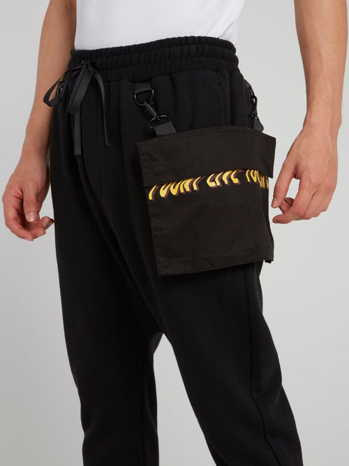 Black Drawstring with Detachable Pocket Knitted Pants