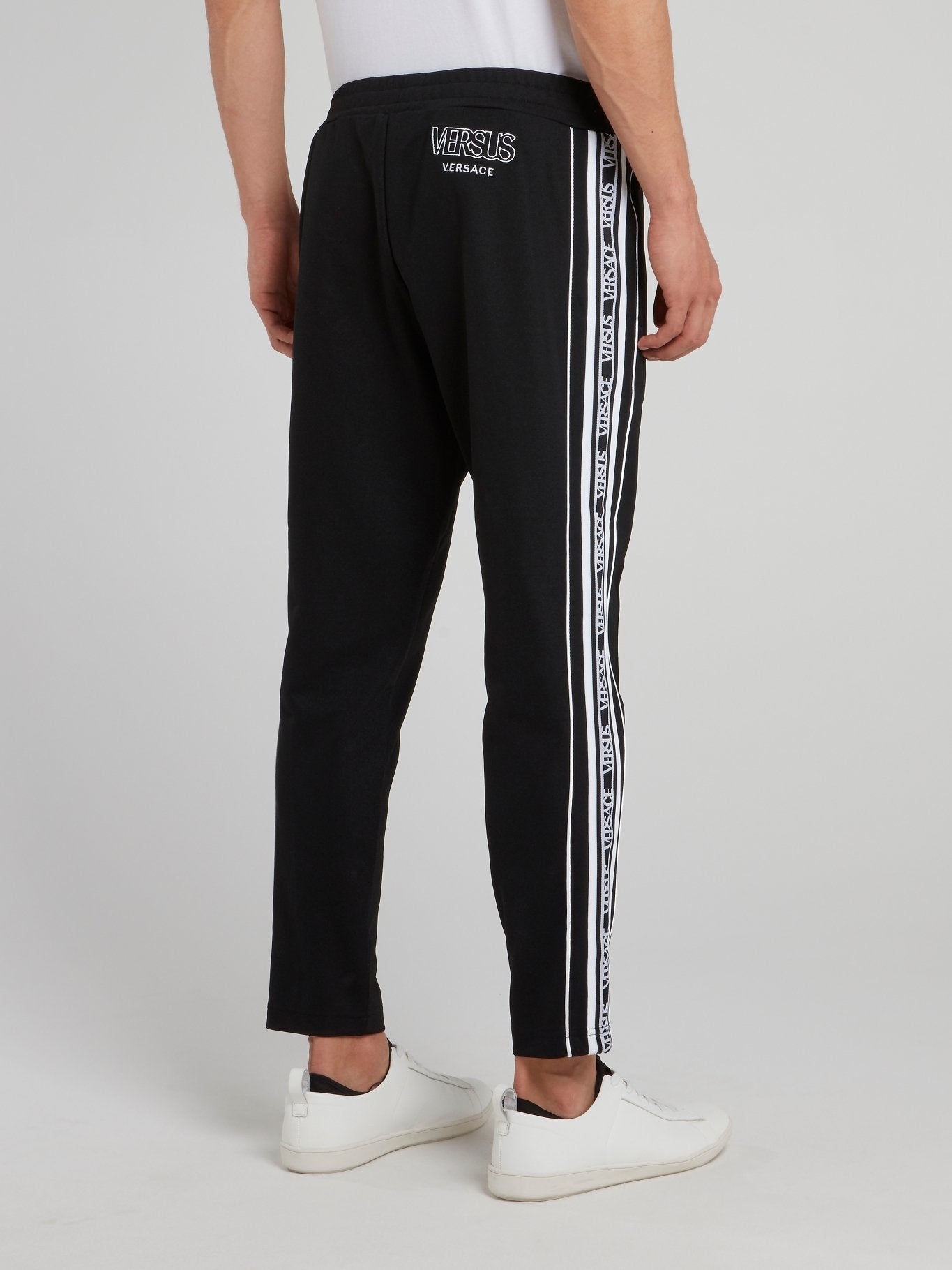 Black Ribbed Waistband Logo Sweatpants