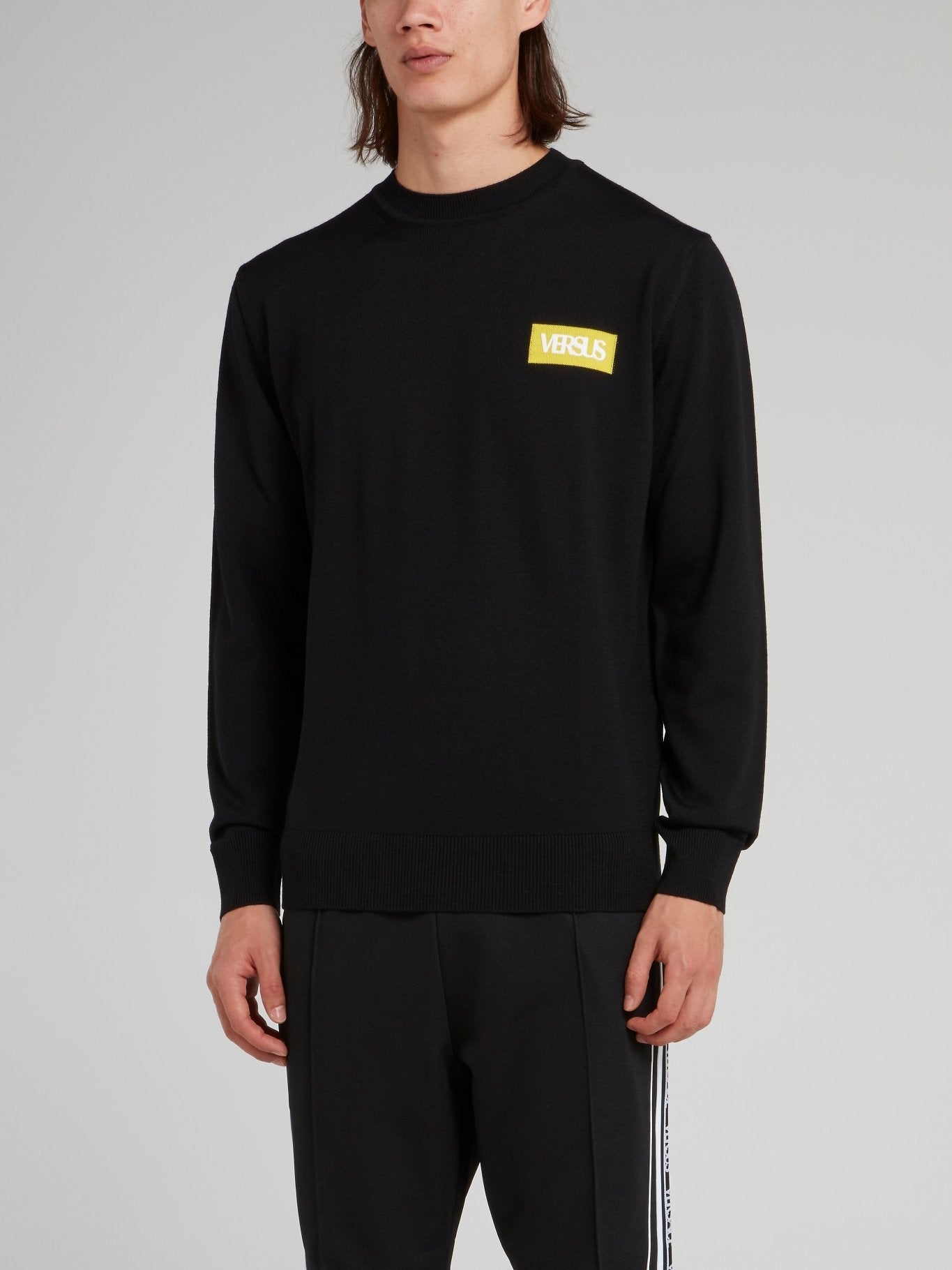 Black Logo Knit Pullover