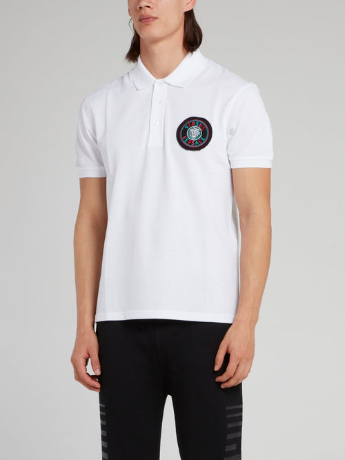 White Appliquéd Polo Shirt