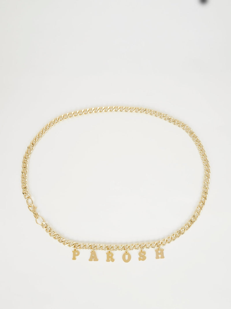 Gold Tone Logo Chain Belt