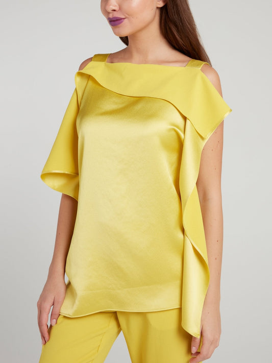 Yellow Asymmetric Satin Top