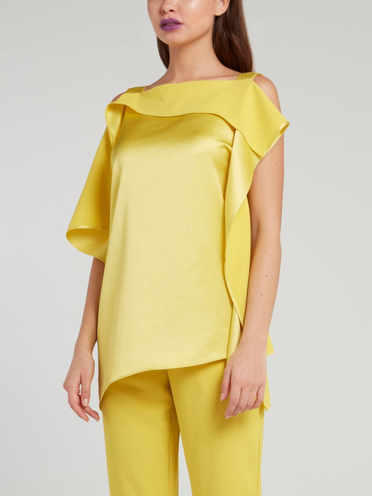 Yellow Asymmetric Satin Top