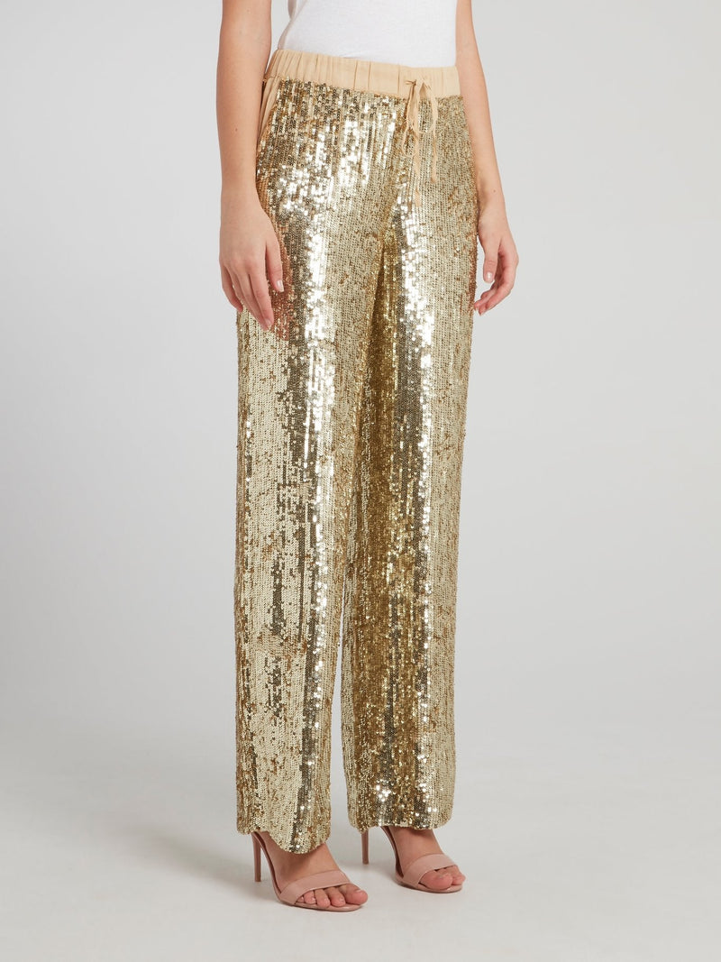 Gold Sequin Palazzo Pants