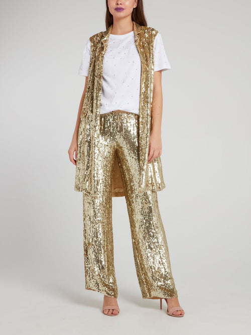 Gold Sequin Palazzo Pants