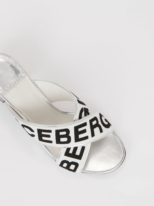 Silver Nappa Logo Sandals