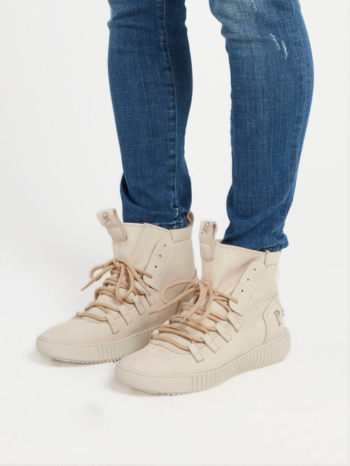 Beige High Top Logo Sneakers