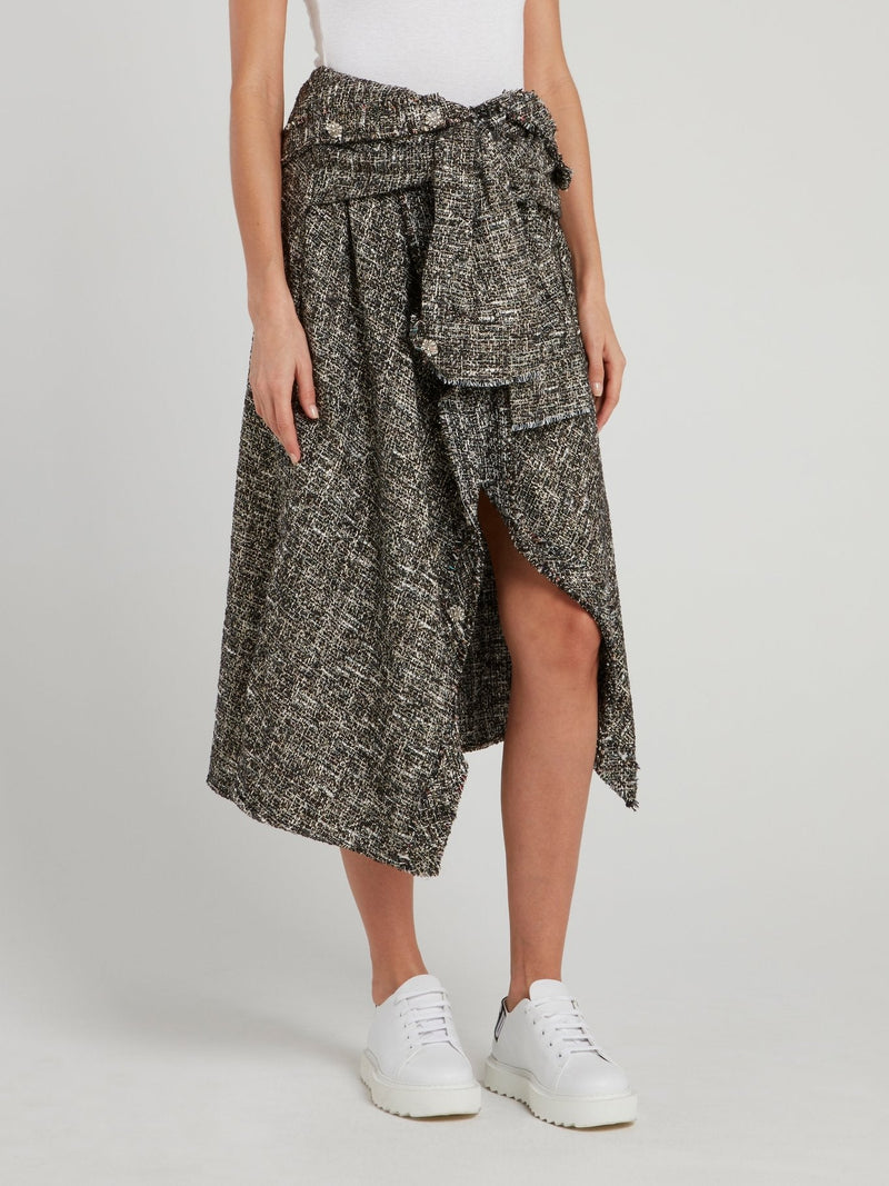 Grey Frayed Tweed Shirt Skirt