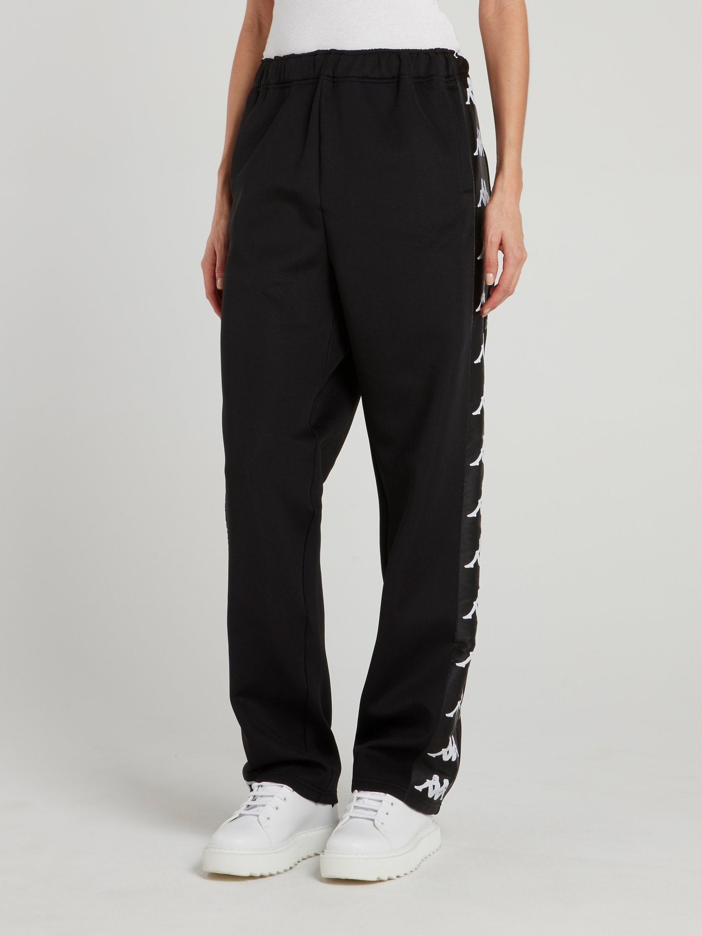 Black Kappa Interlock Jogging Pants