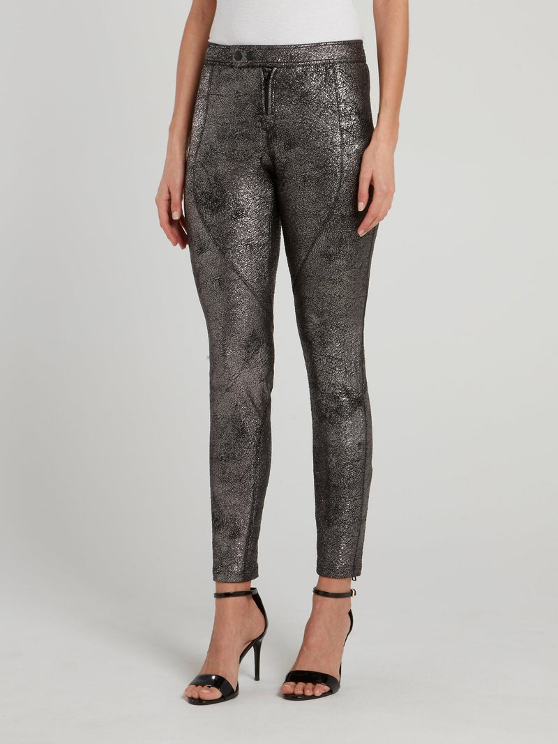 Metallic Leather Running Pants