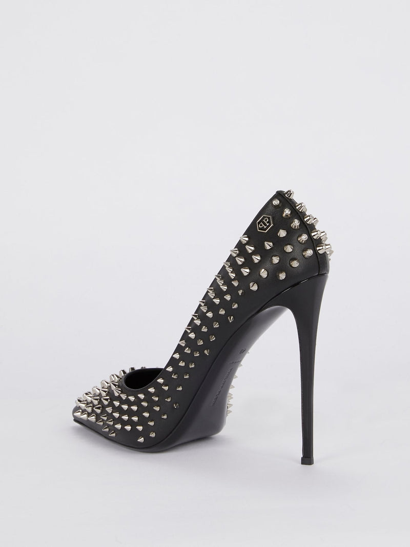 Black Spike Studded Pumps