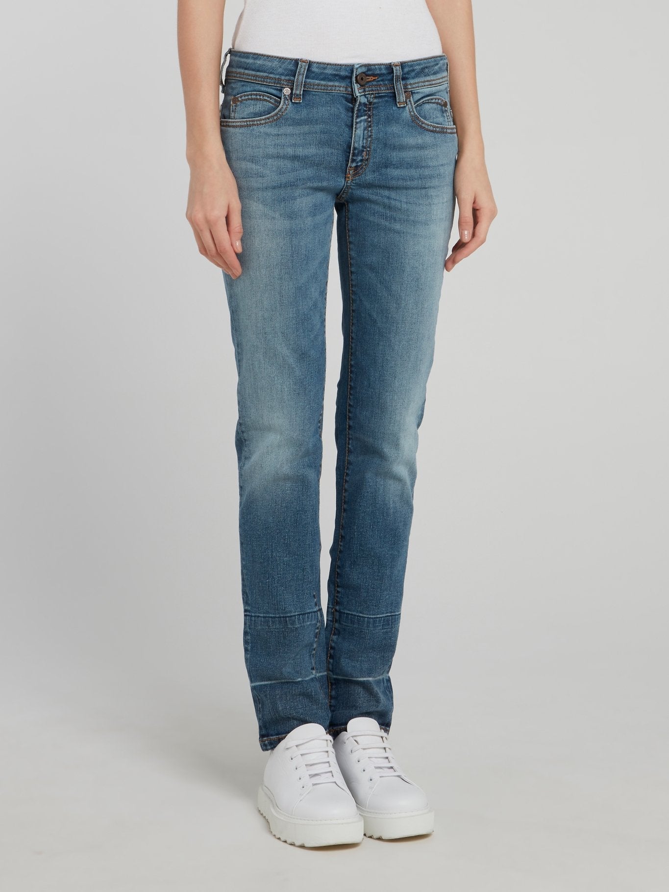 Blue Straight Leg Denim Jeans