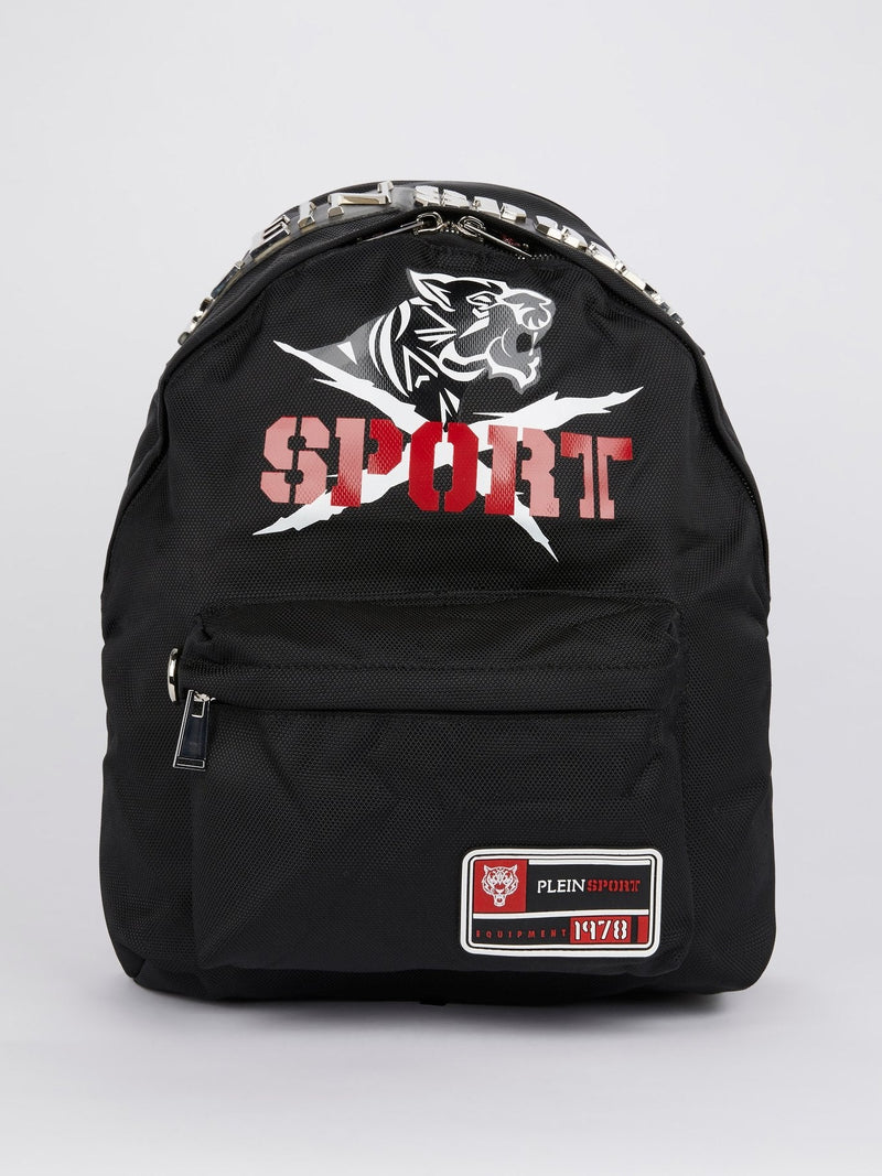 Black Logo Embellished Backpack