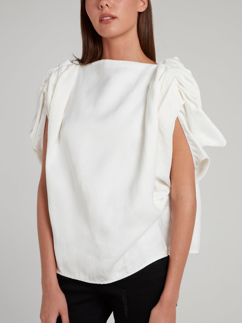 White Bateau Neckline Assured Blouse