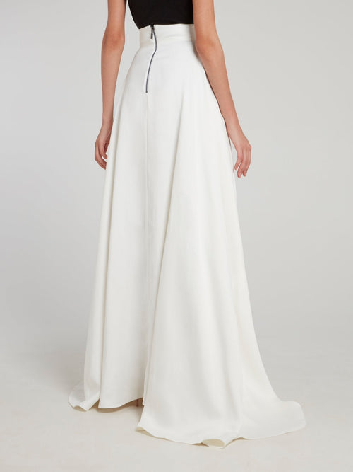 White Flared Attended Evening Skirt