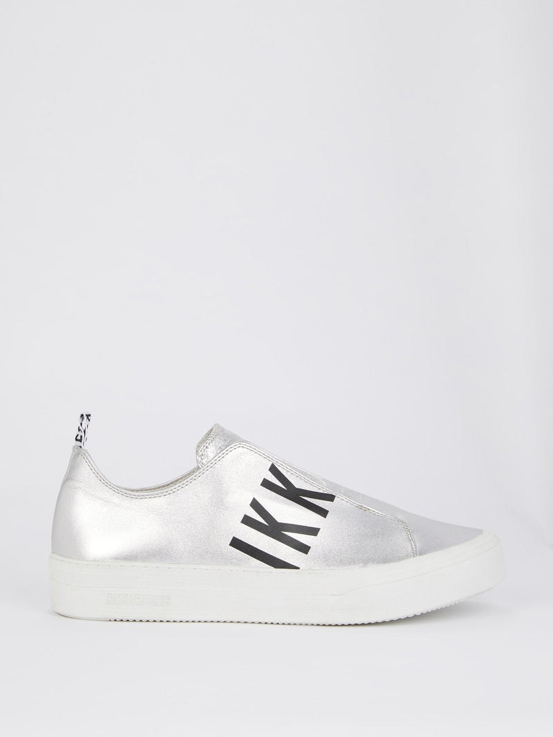 Silver Logo Slip On Sneakers