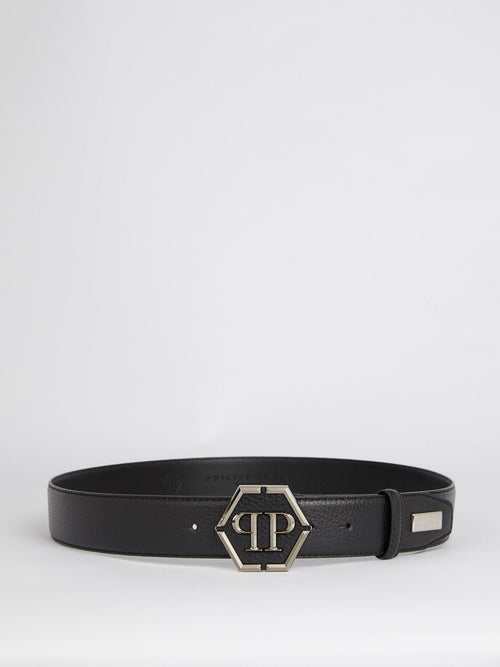 Logo Buckle Calf Leather Belt