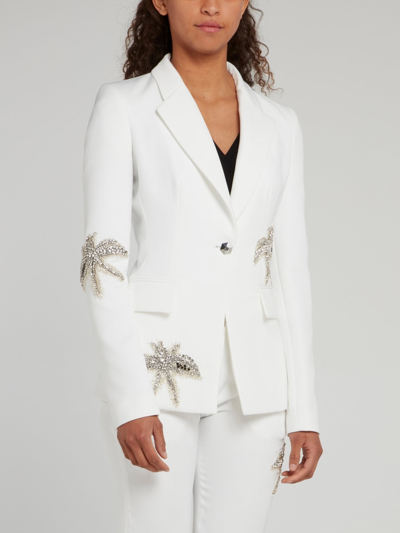 Aloha Plein White Embellished Blazer