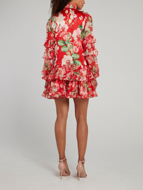 Floral Print Ruffle Mini Dress