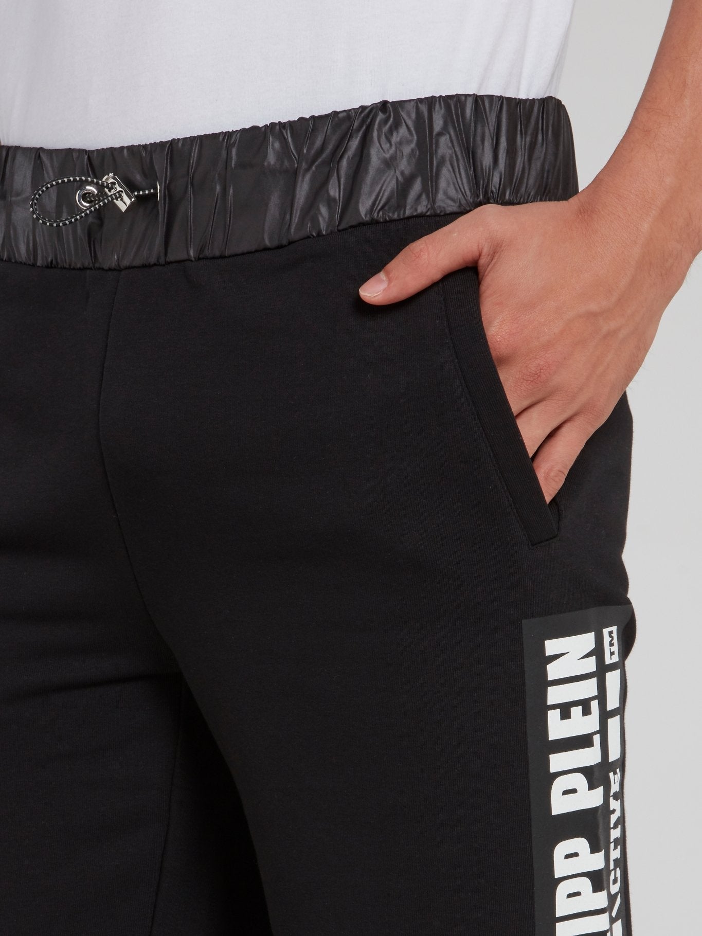 Black Ribbed Waistband Jogging Shorts