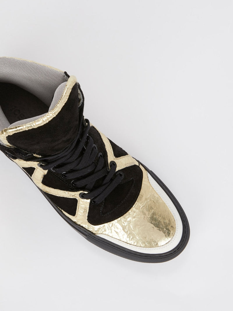 Gold Foil Panel High Top Sneakers