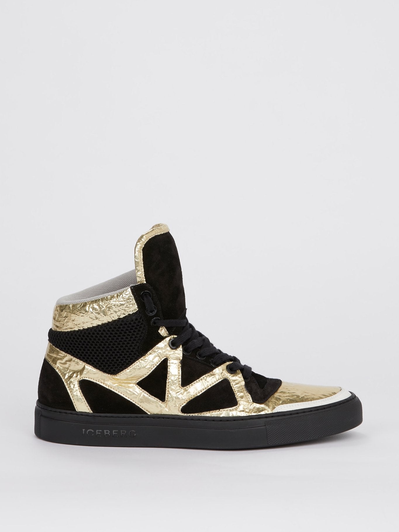 Gold Foil Panel High Top Sneakers