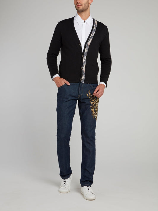 White Leopard Panel Long Sleeve Shirt