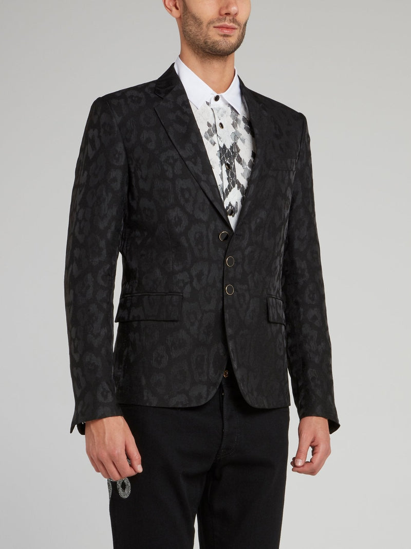 Black Leopard Print Blazer