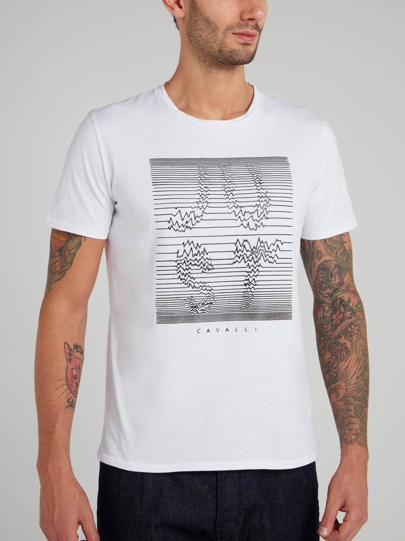 White Frequency Logo Cotton T-Shirt