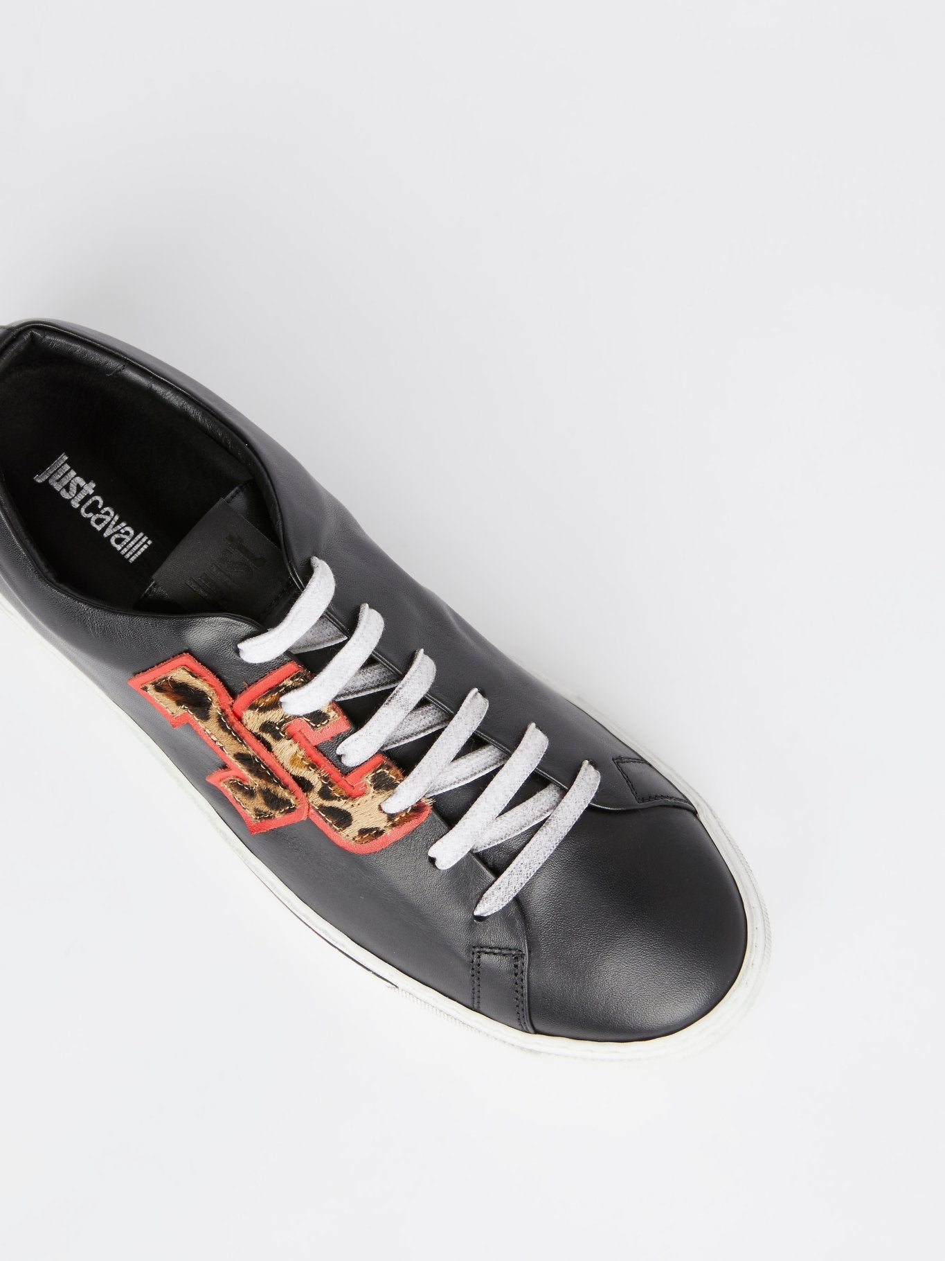 Appliquéd Leopard Logo Lace Up Sneakers