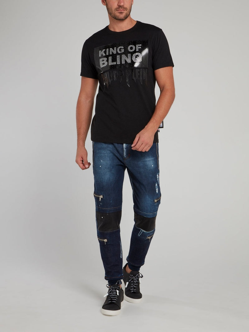 Snake Effect Studded Statement T-Shirt