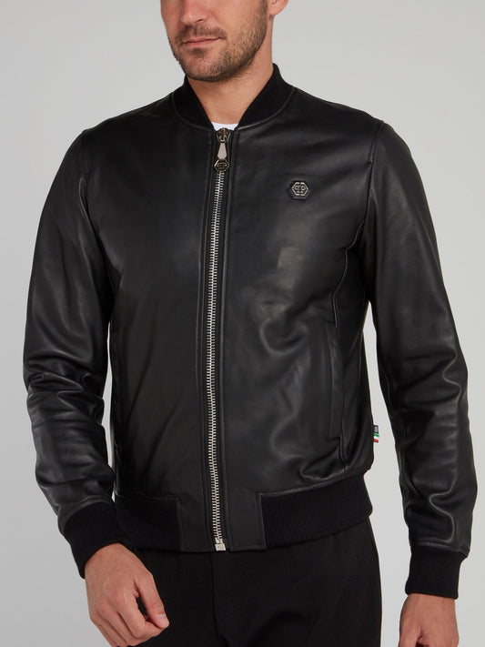 Snake Skull Leather Bomber Jacket