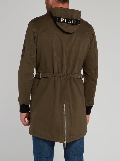 Olive Belted Hooded Parka